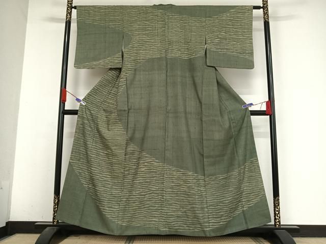 平和屋着物○上質な紬 格子 正絹 逸品 AABA4539np