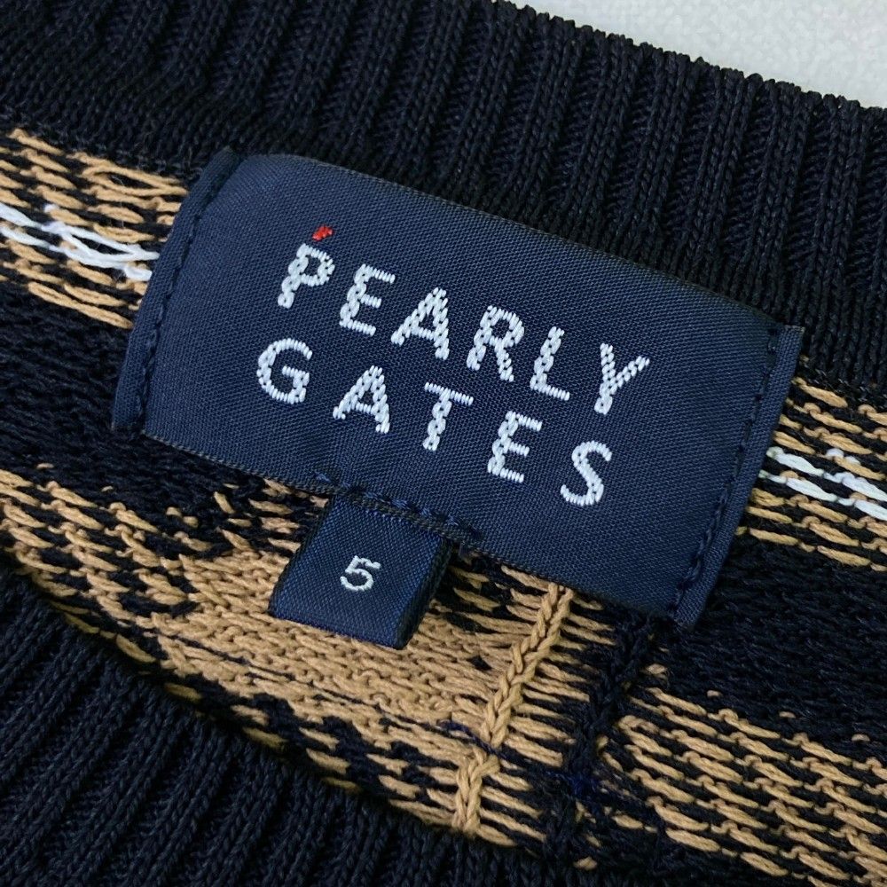 サイズ：5 PEARLY GATES パーリーゲイツ  ニットセーター チェック柄 ベージュ系 [240101434199] ゴルフウェア メンズ ストスト サイズ：5 PEARLY GATES パーリーゲイツ ニットセーター
