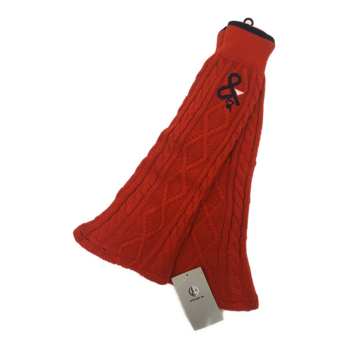 ♥品 レディース アンパスィ and per se レッグウォーマー フリー レッド 赤 ケーブルニット 裏フリース