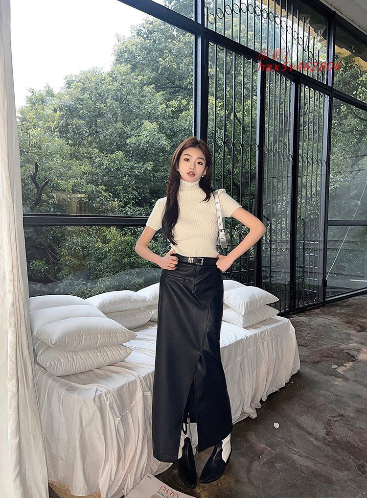 レザーロングスカート韓国ファッ hax5v462804