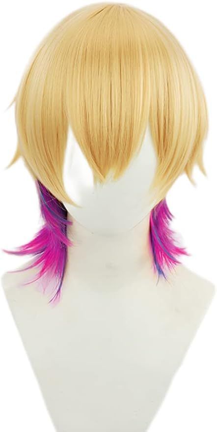 コスプレウィッグ 成瀬鳴 なるせなる イエロー ピンク ブルー グラデーション 耐熱 ウィッグ かつら wig cosplay 撮影 祭り -  激安ファッション 通販