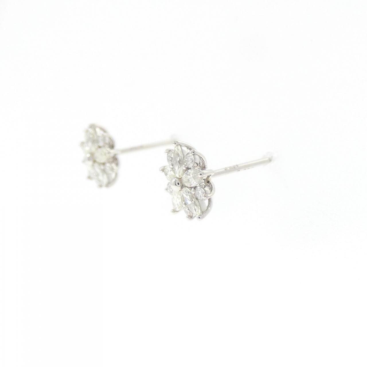 PT900 フラワー ダイヤモンド ピアス 0.40CT