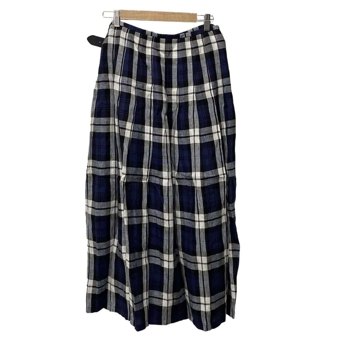 O NEIL OF DUBLIN オニールオブダブリン 巻きスカート サイズI 42 レディース - ネイビー×黒×白 ロング チェック柄
