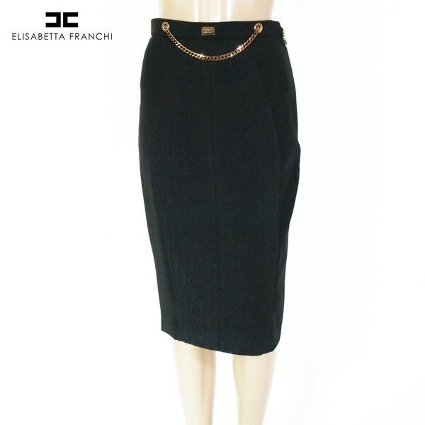 80 OFF エリザベッタフランキ ELISABETTA FRANCHI スカート 40 ESK696 S Mサイズ ブラック レディース タイトスカート 膝丈スカート イタリア製