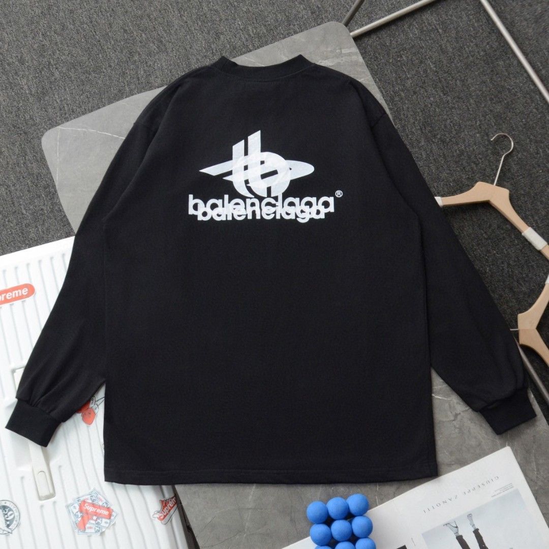 BALENCIAGA新型ダブルミラージュ長袖パーカーTシャツ男女同型