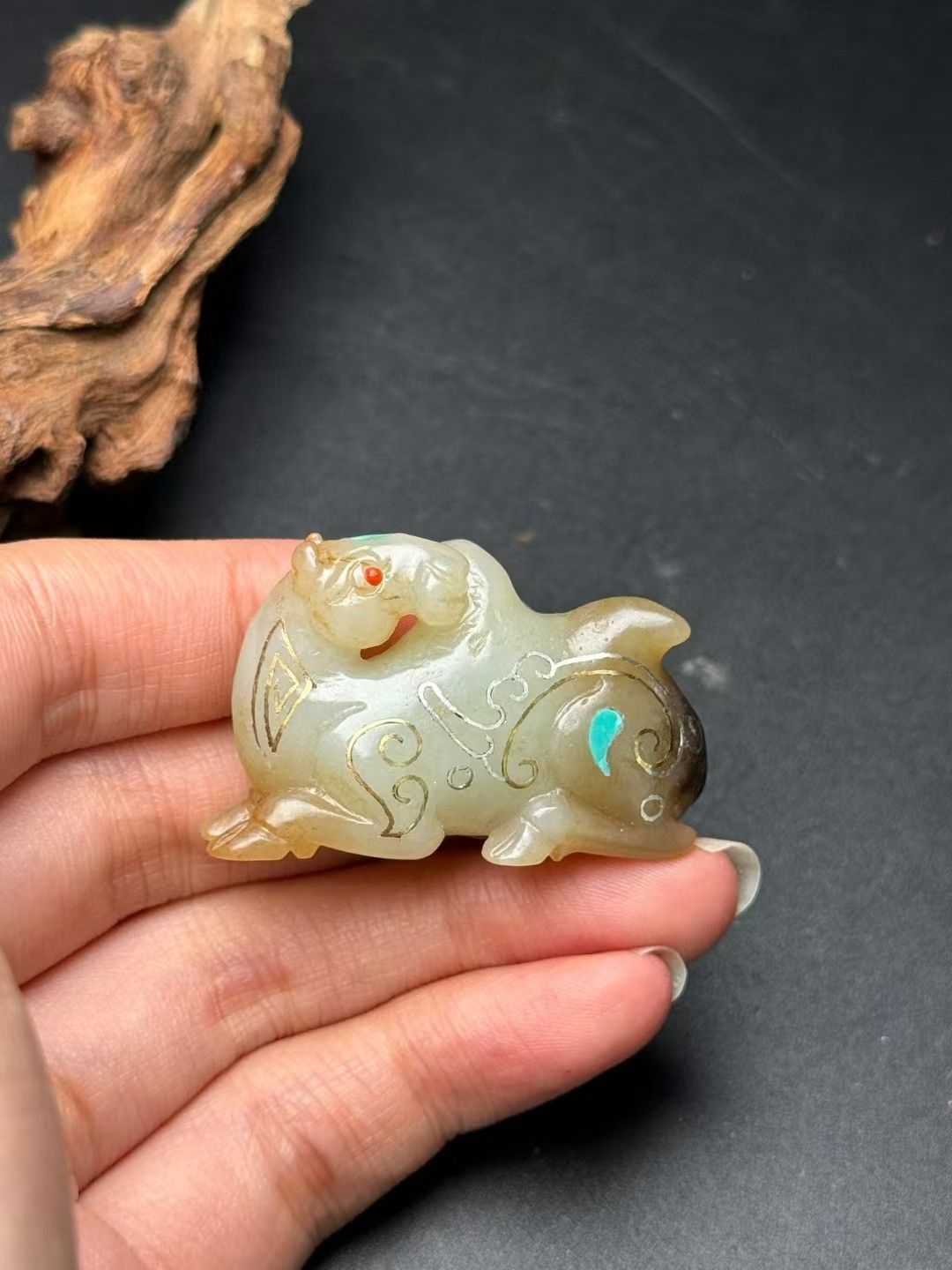 中国古美術.旧蔵品.古和田玉馬.金銀線掐絲.寶石嵌.純手工細密彫