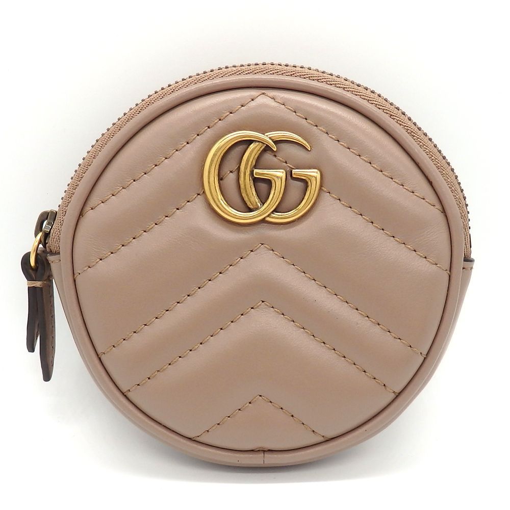 【GUCCI】 グッチ GGマーモント コインケース コインパース ハート 575160 レザー ピンクベージュ ゴールド金具　中古　美品　質屋　財布