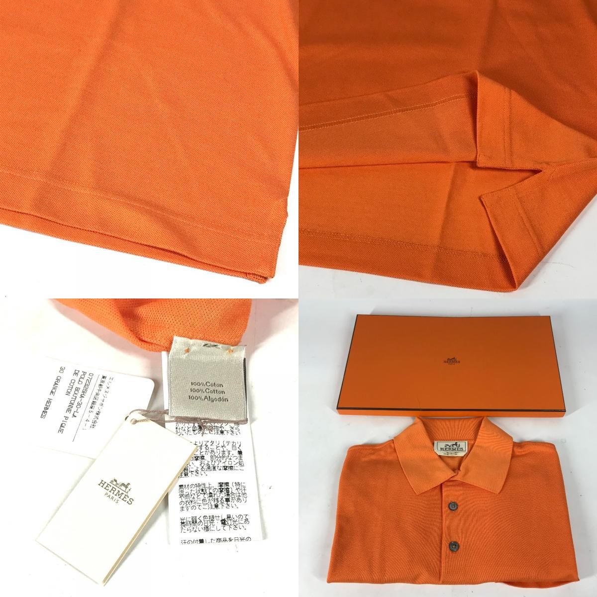 HERMES エルメス ポロシャツ Hロゴ コットン オレンジ - メルカリ