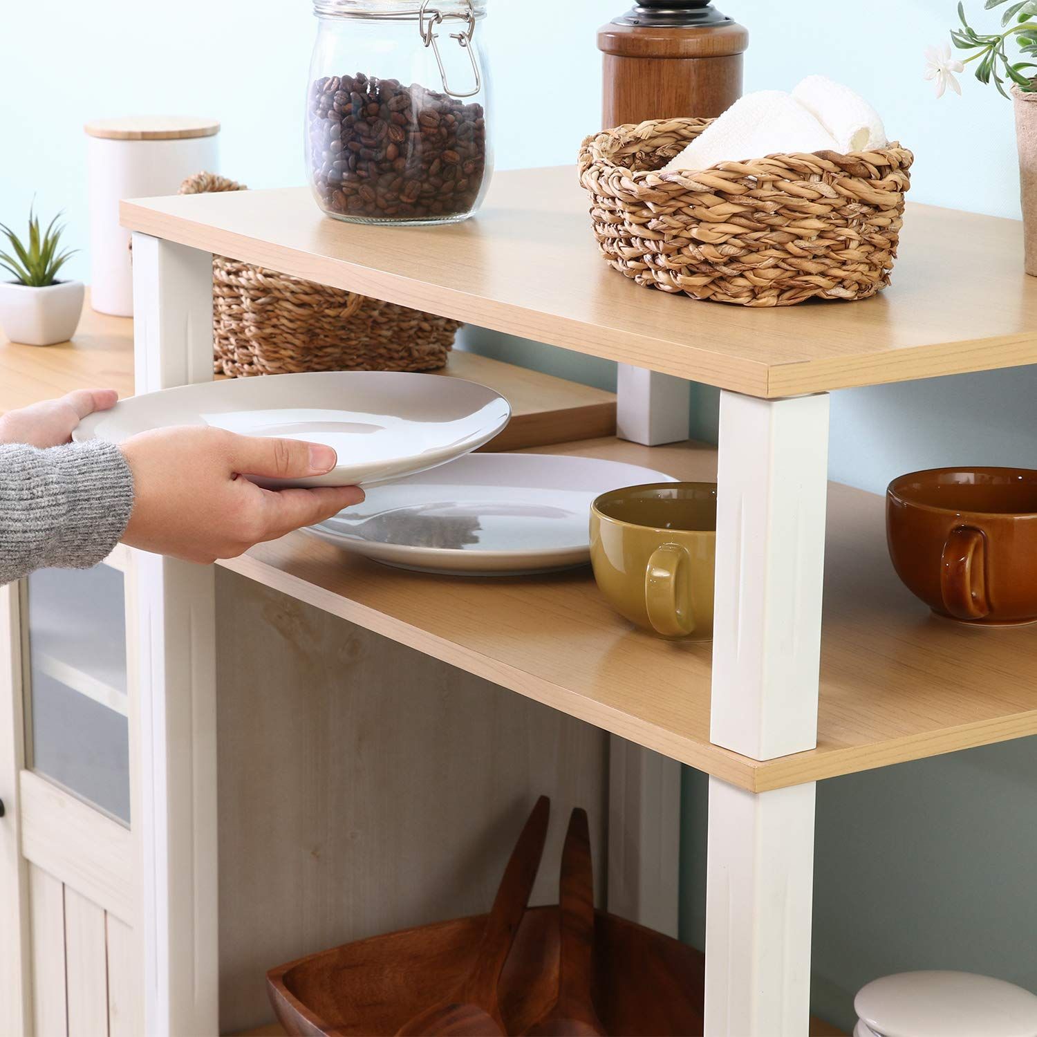 『大特価』 幅59.7cm キッチンワゴン ナチュラル ホワイト マルチワゴン 簡単組み立て キャスター付き 不二貿易 フィット 99906