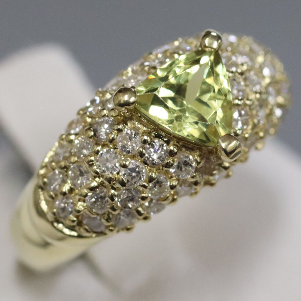 K18イエローガーネットダイヤモンドリング G0.835 D0.77 4.8g イエロー  