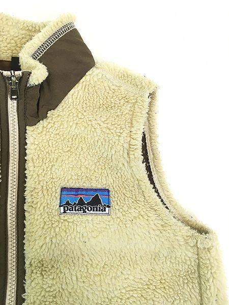 キッズ 古着 06s Patagonia 白タグ もこもこ フリース レトロX ベスト ベージュ×茶 XS 5-6歳 古着 
