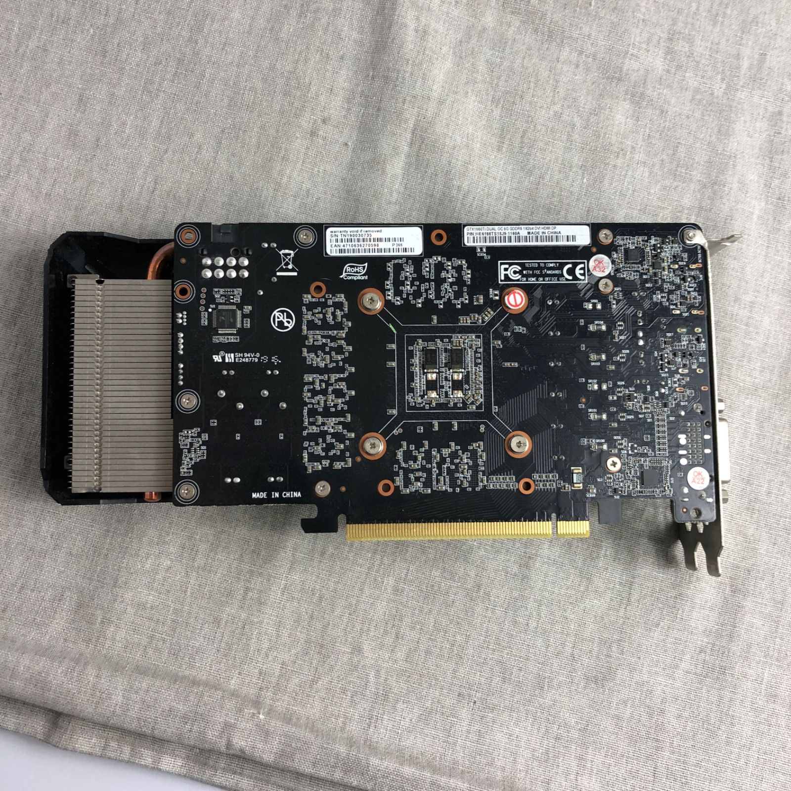 GTX 1660 TI グラフィックボード 6GB ジャンク ◇ジャンク品◇グラフィックボード Palit GeForce GTX 1660 Ti Dual OC