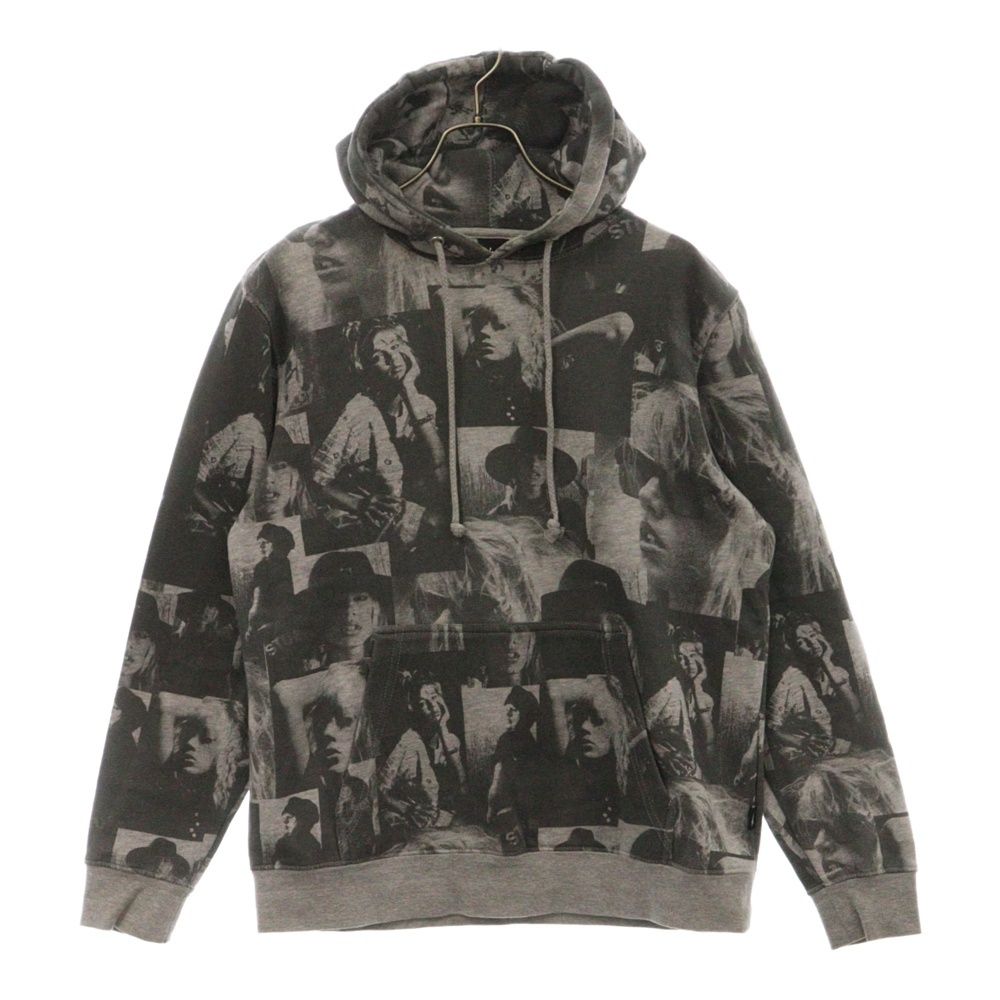 STUSSY (ステューシー) Heather Gray Laura Love Hoodie フォトプリント総柄 フーデッド プルオーバー スウェットパーカー グレー