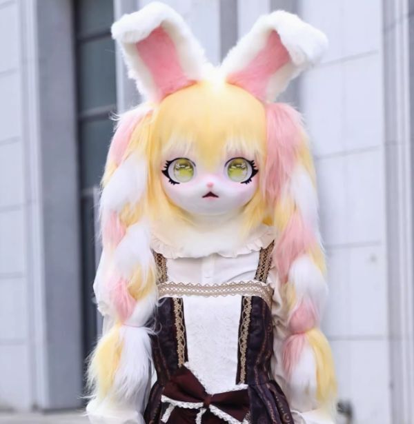 着ぐるみヘッド ウサギ耳 イエロー 兎面 全頭ヘッド ケモノ マスク ファースーツ ぬいぐるみ コスプレ コスチューム - メルカリ