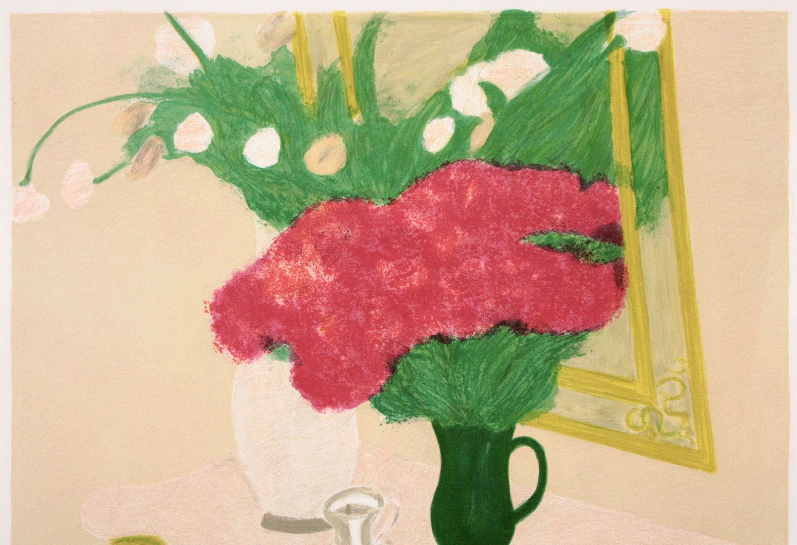 ピエール・ボンコンパン 「テーブルの上の花束」 リトグラフ 版画 絵画 ピエール・ボンコンパン 「テーブルの上の花束」 リトグラフ