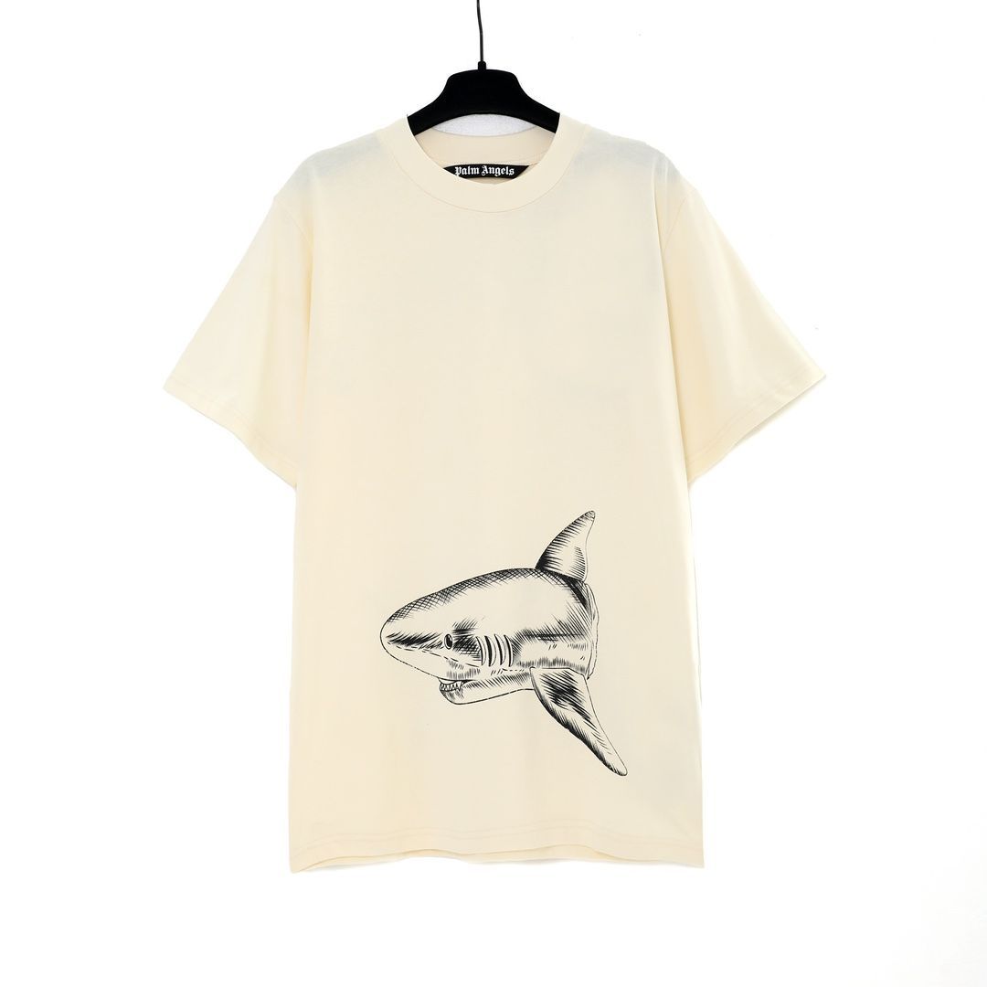 palm angels サメプリント Tシャツ Palm Angels Shark T-shirt Blue/White Men's - SS22 - US
