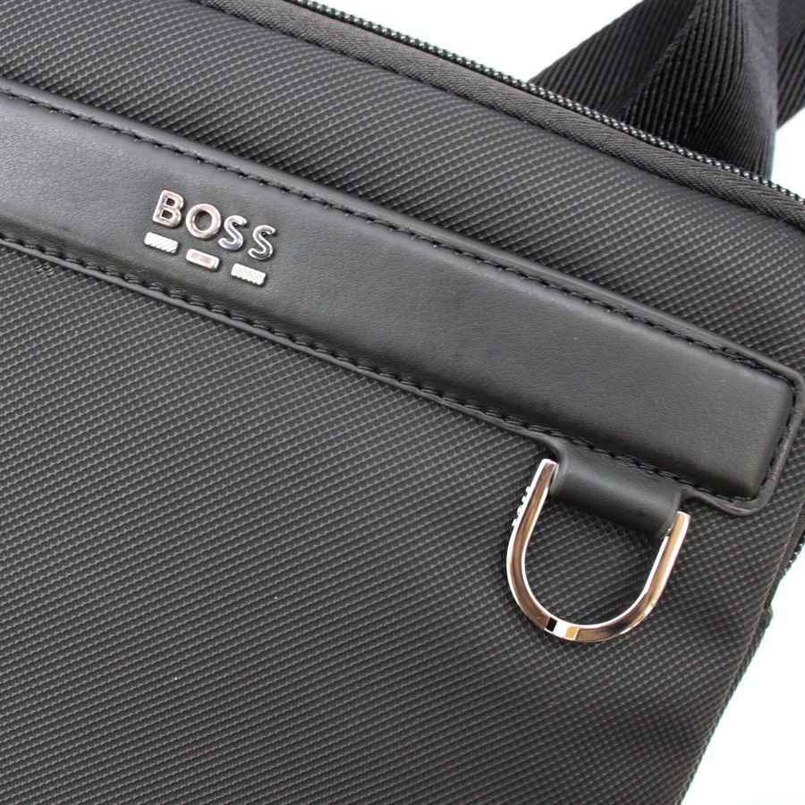 BOSS ボス★ブラック キャンバス メッセンジャーバッグ セール】ロゴ刺繍 キャンバスメッセンジャーバッグ