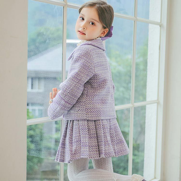 ELLE パープル×ツイード＊フォーマル 120入学 卒園 女の子 セレモニー ELLE パープル×ツイード＊フォーマル 120入学 卒園 女の子