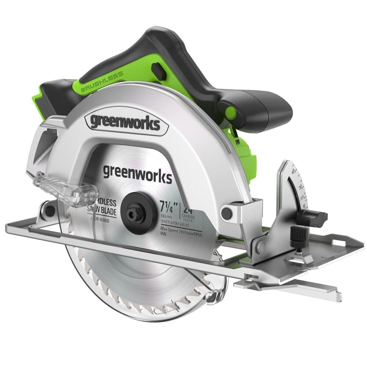 Greenworks 24V 184mm 7-1|4” ブラシレスモーター搭載 丸のこ ct55229
