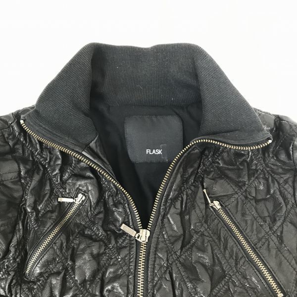 フラスク☆シワ加工/羊革/シープレザーライダースジャケット【38/Women's size-M/黒】フルダブルジップ/ジップポケット/FLASK◇BA913L  メルカリShops