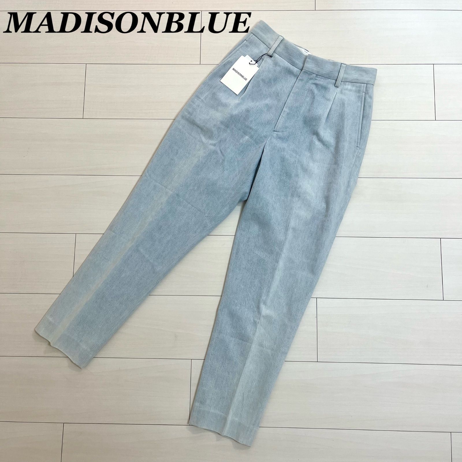 新品 マディソンブルー ライトブルー ハイウエストタックデニム