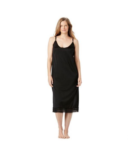 送料無料 コンフォート チョイス レディース ワンピース トップス Plus Size Full Slip Snip-To-Fit Dress Liner Black