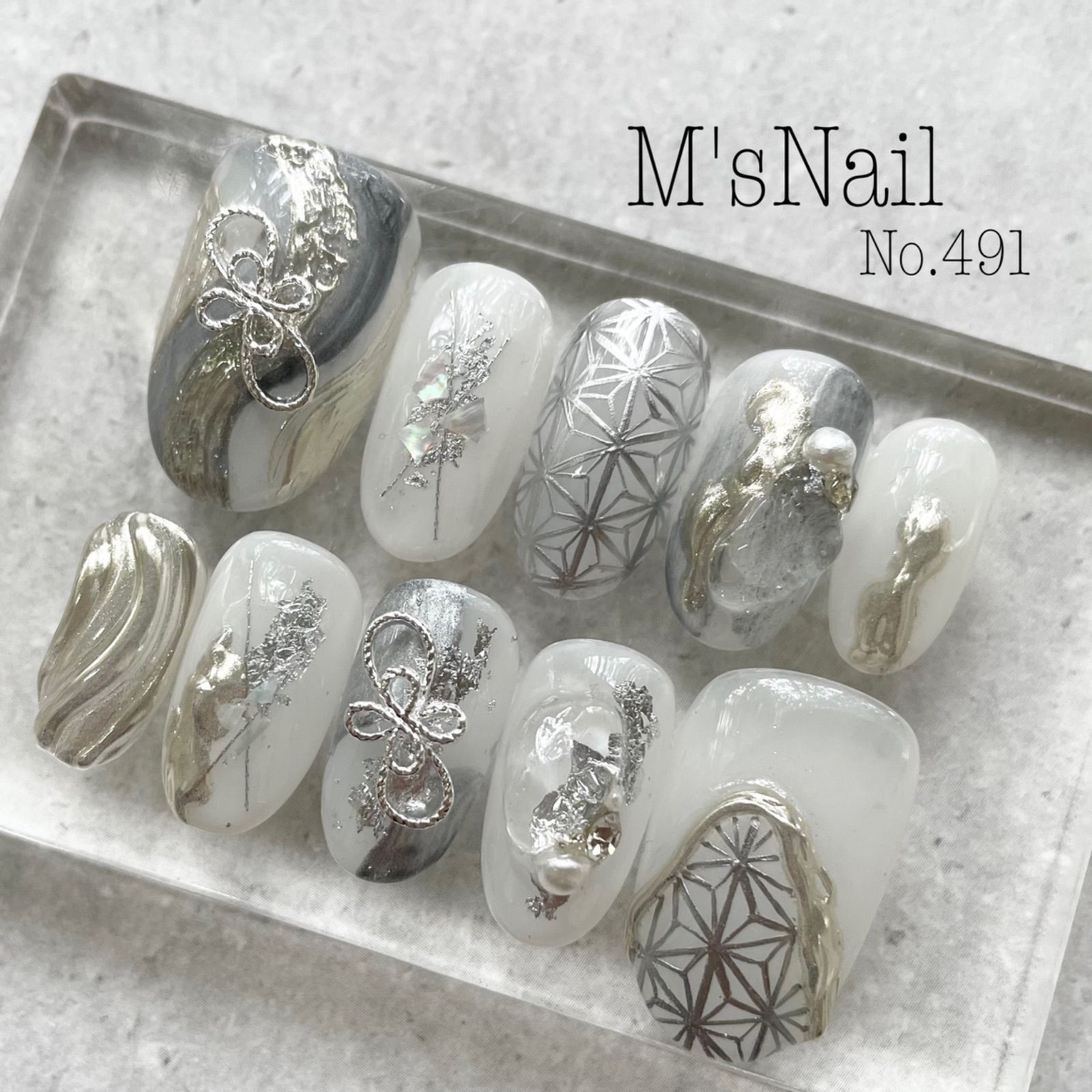 ネイルチップ 成人式 振袖 和柄 和装 着物 ニュアンス 大人 カッコイイ