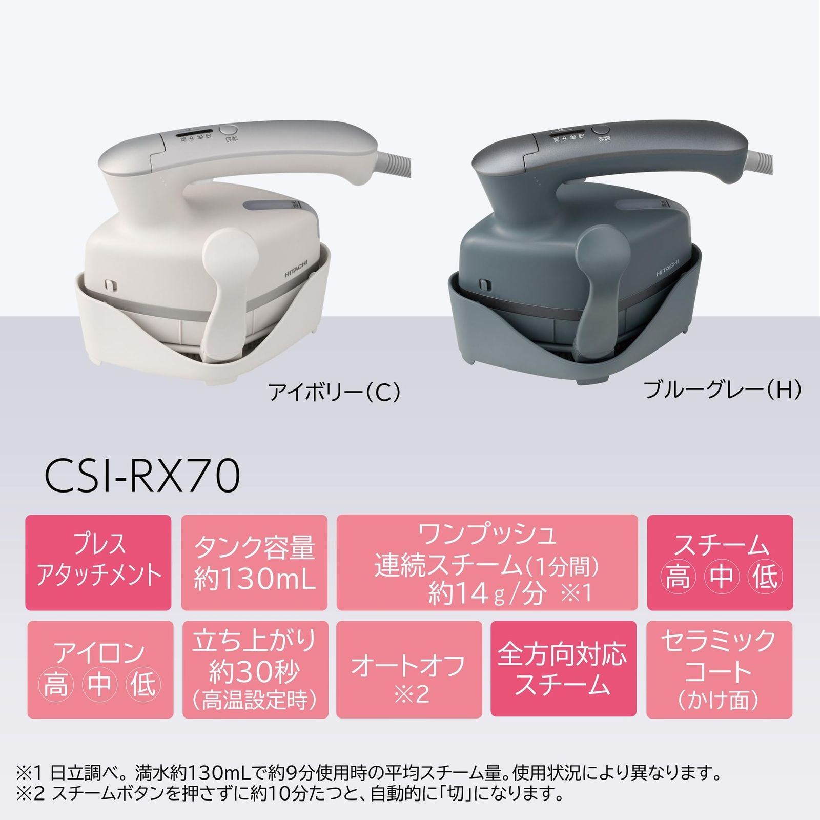 日立 衣類スチーマー スチームアイロン CSI-RX70 H ブルーグレー