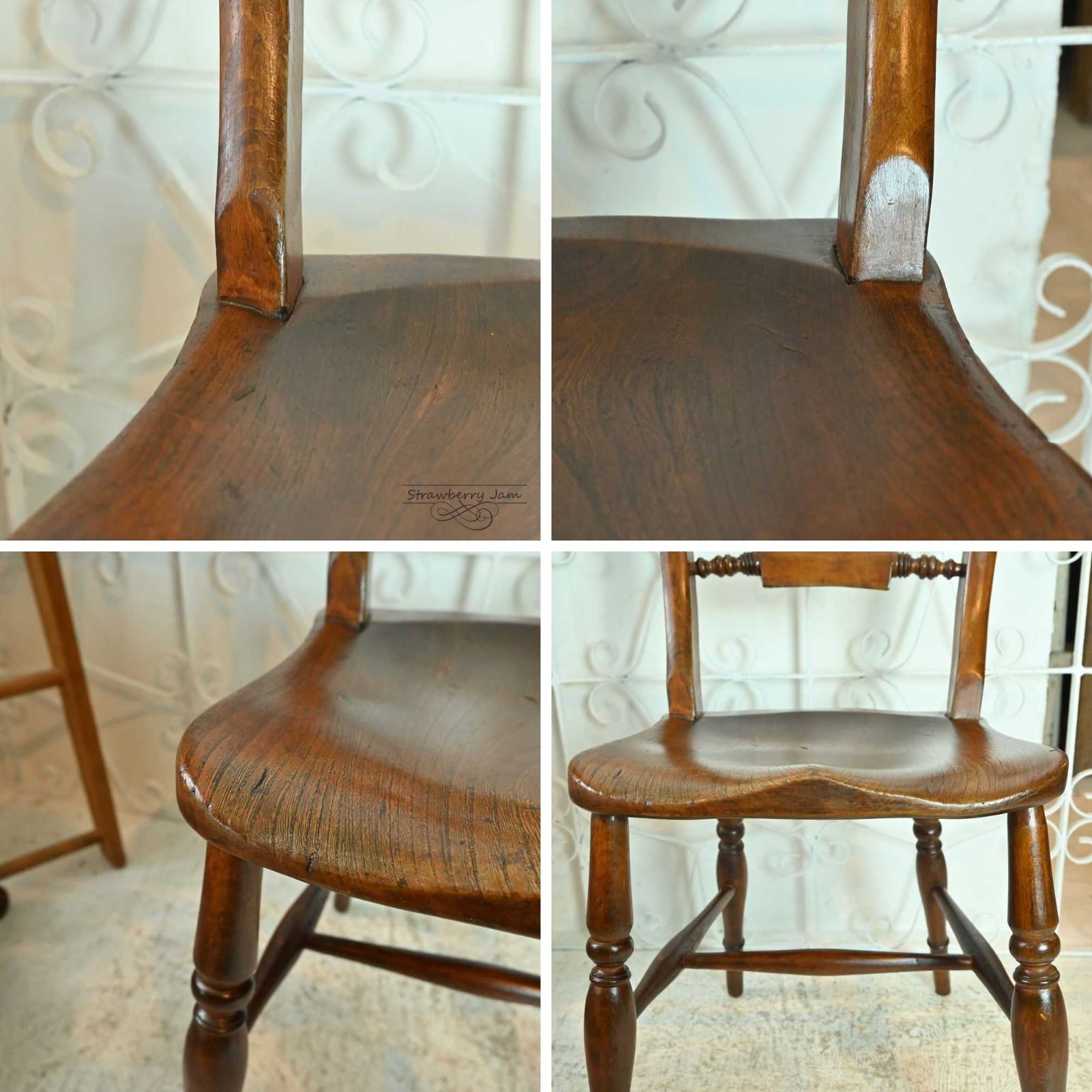 L3705-253 英国アンティーク キッチンチェア スクロール ダイニング