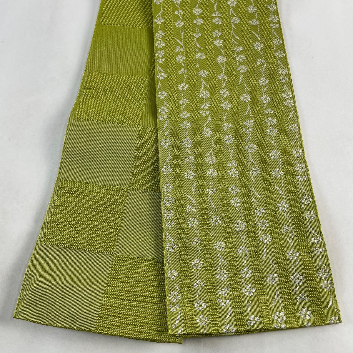 半幅帯 美品 優品 撫松庵 撫子 縞 黄緑色 化繊 【中古】 - メルカリ