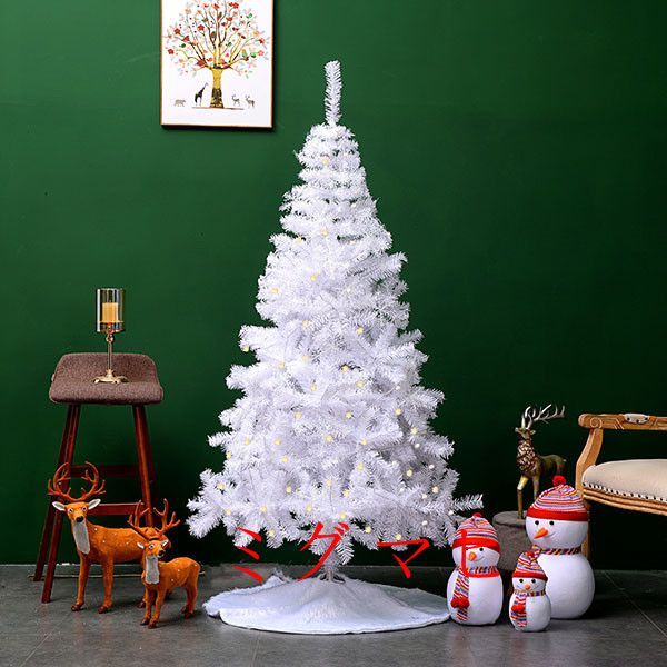 LED付き オーロラ葉 クリスマスツリー おしゃれ 180cm ホワイトツリー