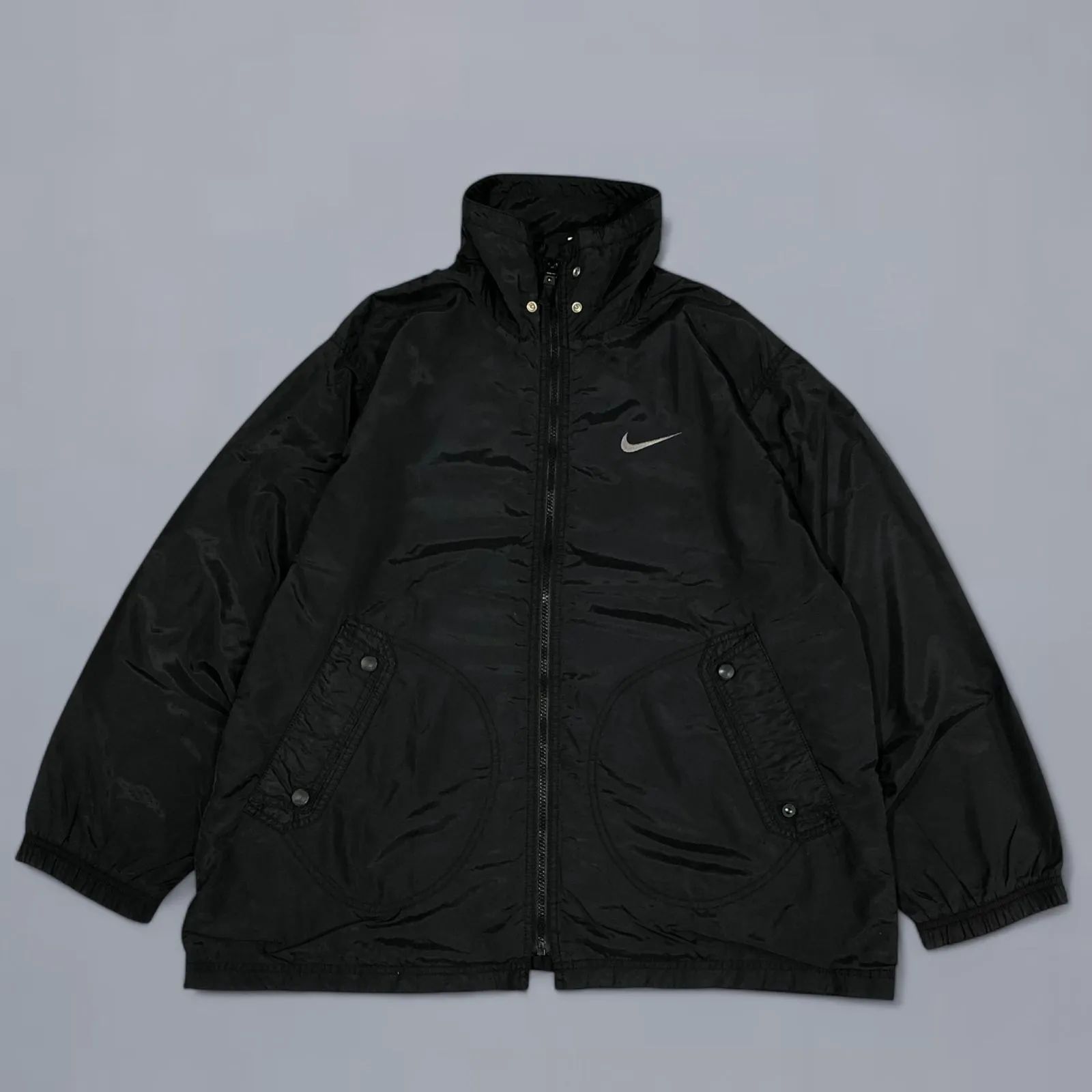 90S NIKE ナイキ 銀タグ 希少 ナイロン ジャケット ブラック M メンズ 
