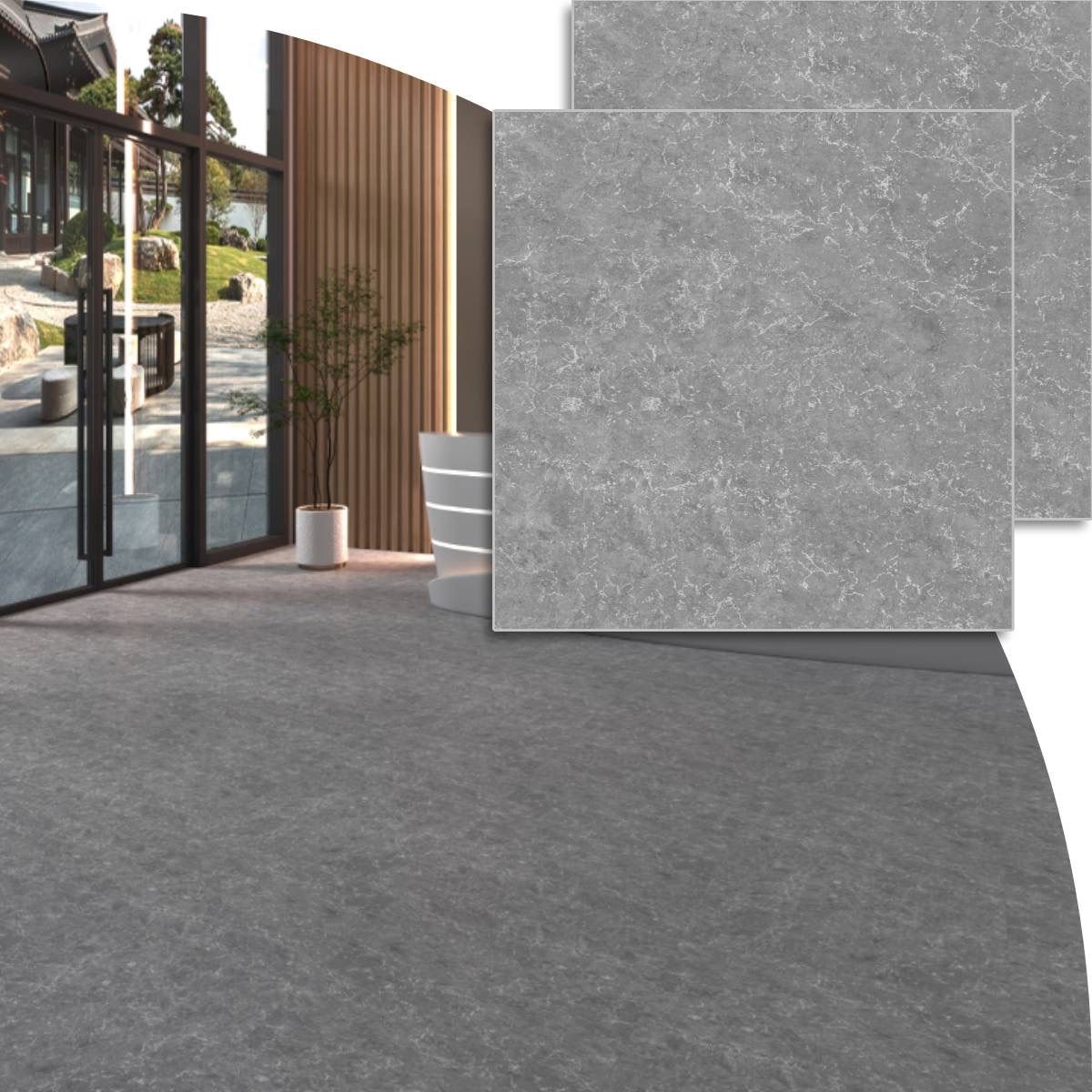 フロアタイル 大理石 クッションフロア 54枚約3畳分 30.4cm×30.4cm 厚手1.5mm 接着剤不要 貼るだけ 置くだけ 床材シートフロリングシート 土足 賃貸OK 防水 滑り止め 耐久性強 玄関 洗面所 店舗 廊下 玄関 DIY 大理石525