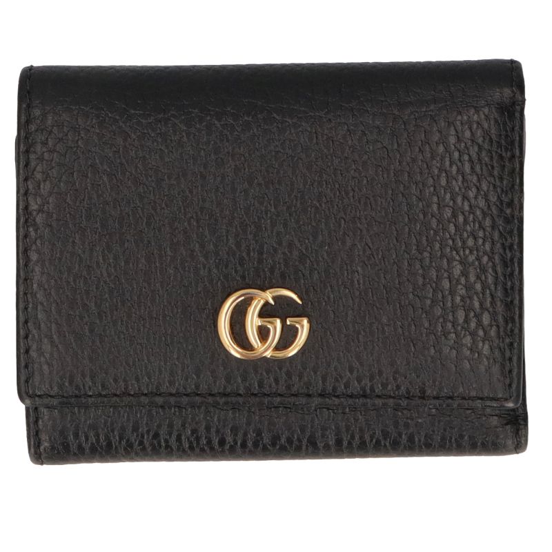 グッチ GGマーモント 3つ折財布 474746 レザー レディース ブラック