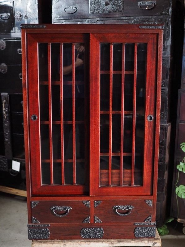 民芸家具 重量有 ガラスキャビネット 現代モノ 古録展 品番S10794