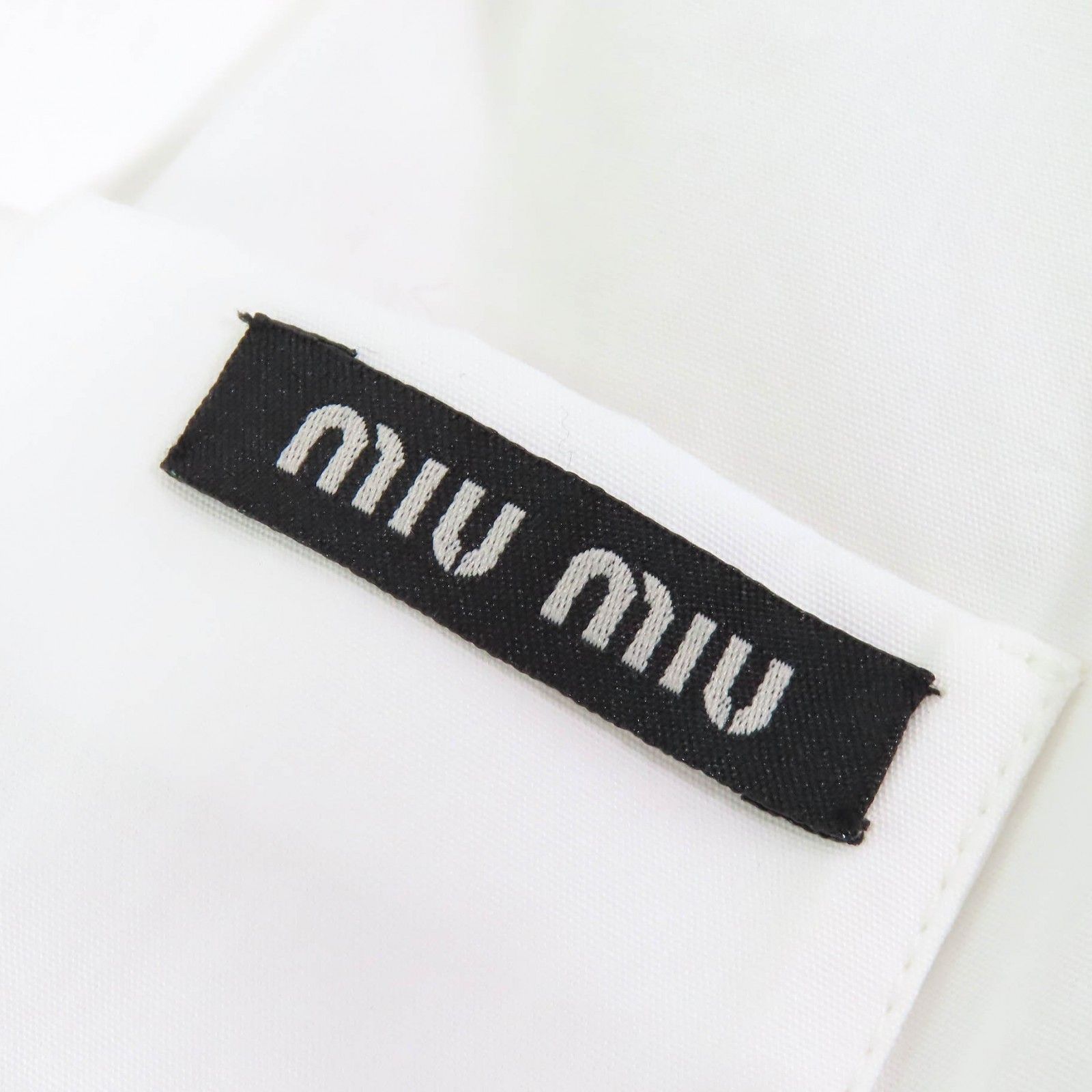 miu miu ホワイト パフスリーブ シャツ 未使用品△Miu Miu ミュウ ミュウ 22SS MF4512 コットン100％ 襟