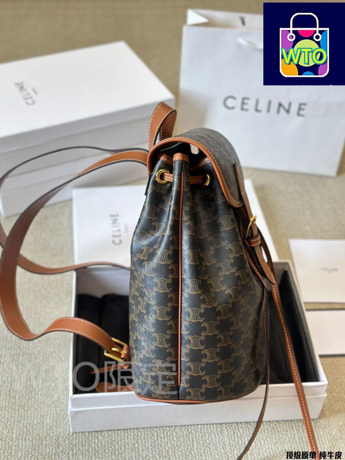 【おみつ】セリーヌ　ハンドバック　トートバック　ゴールド金具　レザー CELINE セリーヌ ガンチーニ レザー ミニバッグ 2way