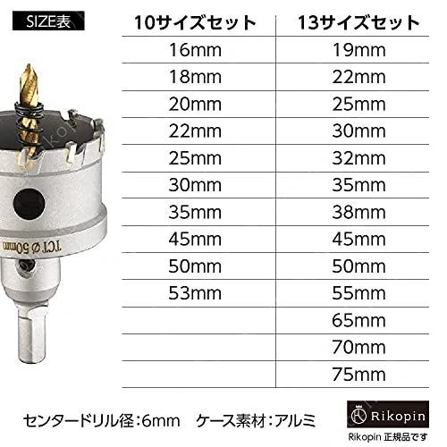 10本セット Rikopin(リコピン) 超硬 ステンレス ホールソー 10本セット