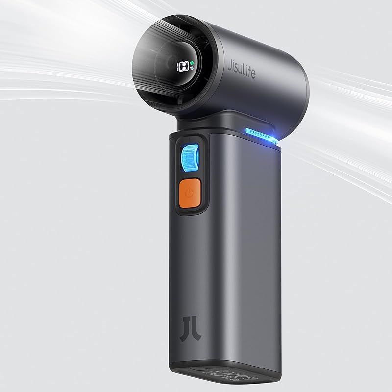 JISULIFE 2 in 1 多機能 ハンディファン 小型扇風機 電動エアダスター 9000mAh 大容量バッテリー 充電式ミニジェットファン 1-100段階調節 75000RPM LED表示 コンパクト 超強力 旅行用 ハンディ扇風機 ブロワー PC