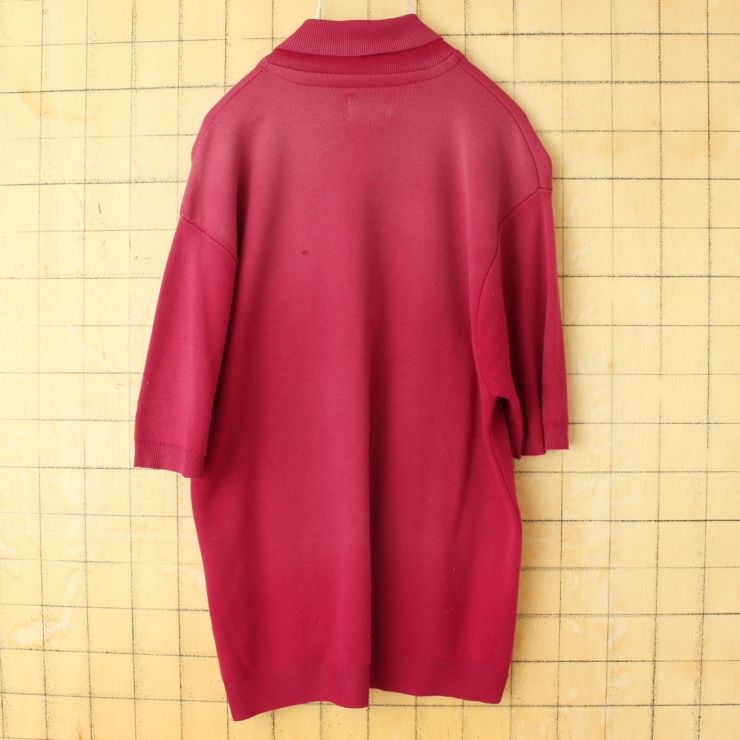 60s MacTaggart バンロンポロシャツMボルドーレッド半袖 ss165 60s 70s USA Mac Taggart Ban-Lon バンロン ポロシャツ メンズM