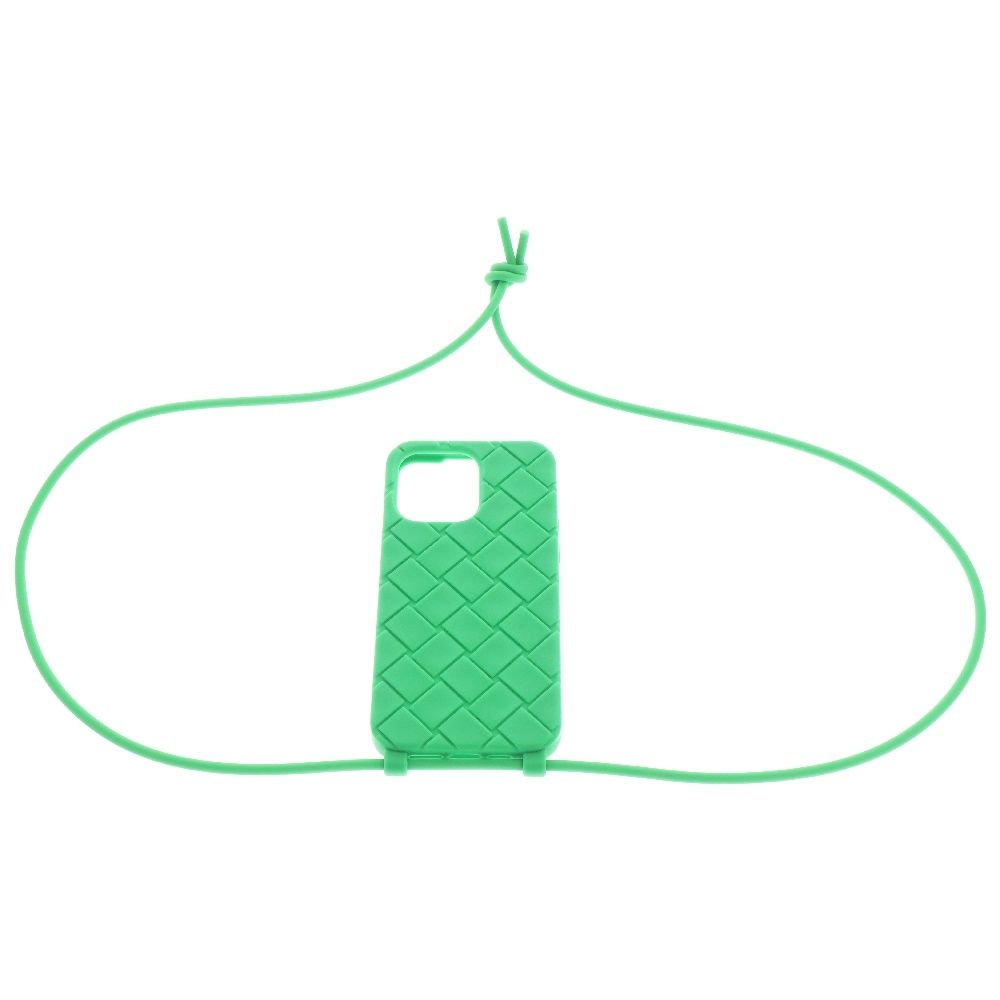 BOTTEGA VENETA ボッテガヴェネタ ストラップ iPhone 15Pro ラバーアイフォンケース イントレチャート グリーン