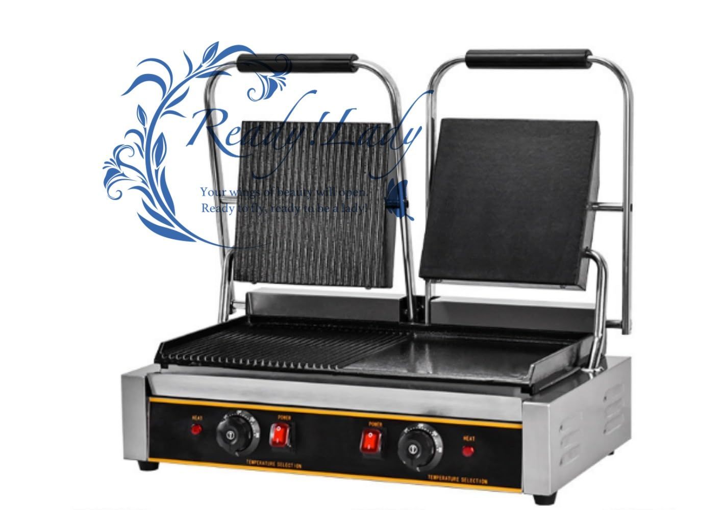 パニーニ クッカー ホットプレート ワッフルメーカー エッグロールワッフルコーンメーカー|グリドル プレス鉄板 卓上鉄板焼 業務用グリドル 焼き いか 電扒炉 110V 50〜300°Cの温度制御 57*39*21cm. 左ピット 右フラット