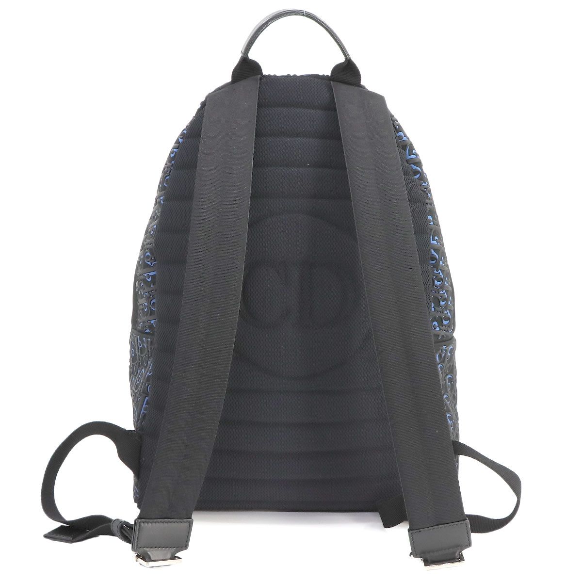 クリスチャン ディオール Christian Dior オブリーク バックパック キャンバス ラバー ブルー ブラック シルバー 金具 Backpack 90233769