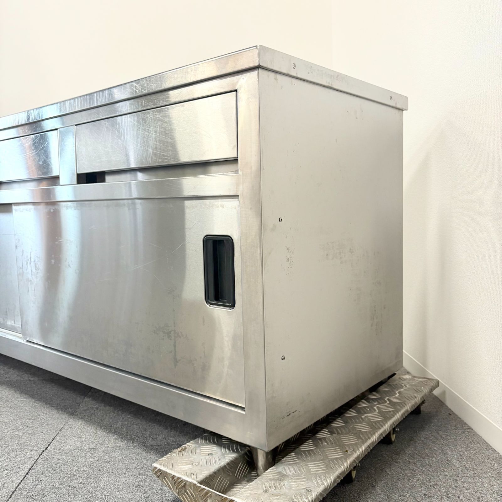 キャビネット|タニコー|幅1800mm×奥行600mm×高さ800mm|業務用|厨房機器|棚|台|テーブル|引き出し付|1509