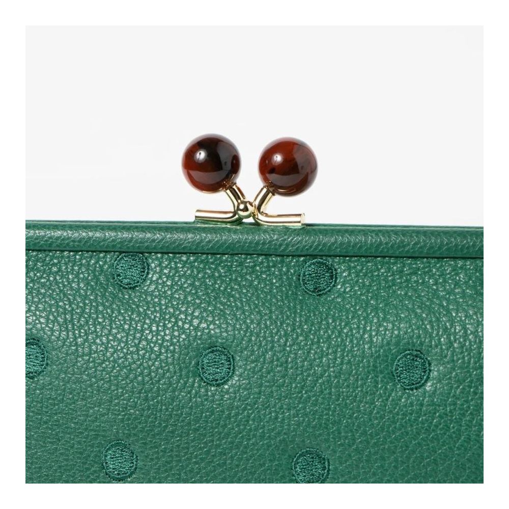 長財布 財布 レディース がま口財布 グリーン ドット Perche ペルケ