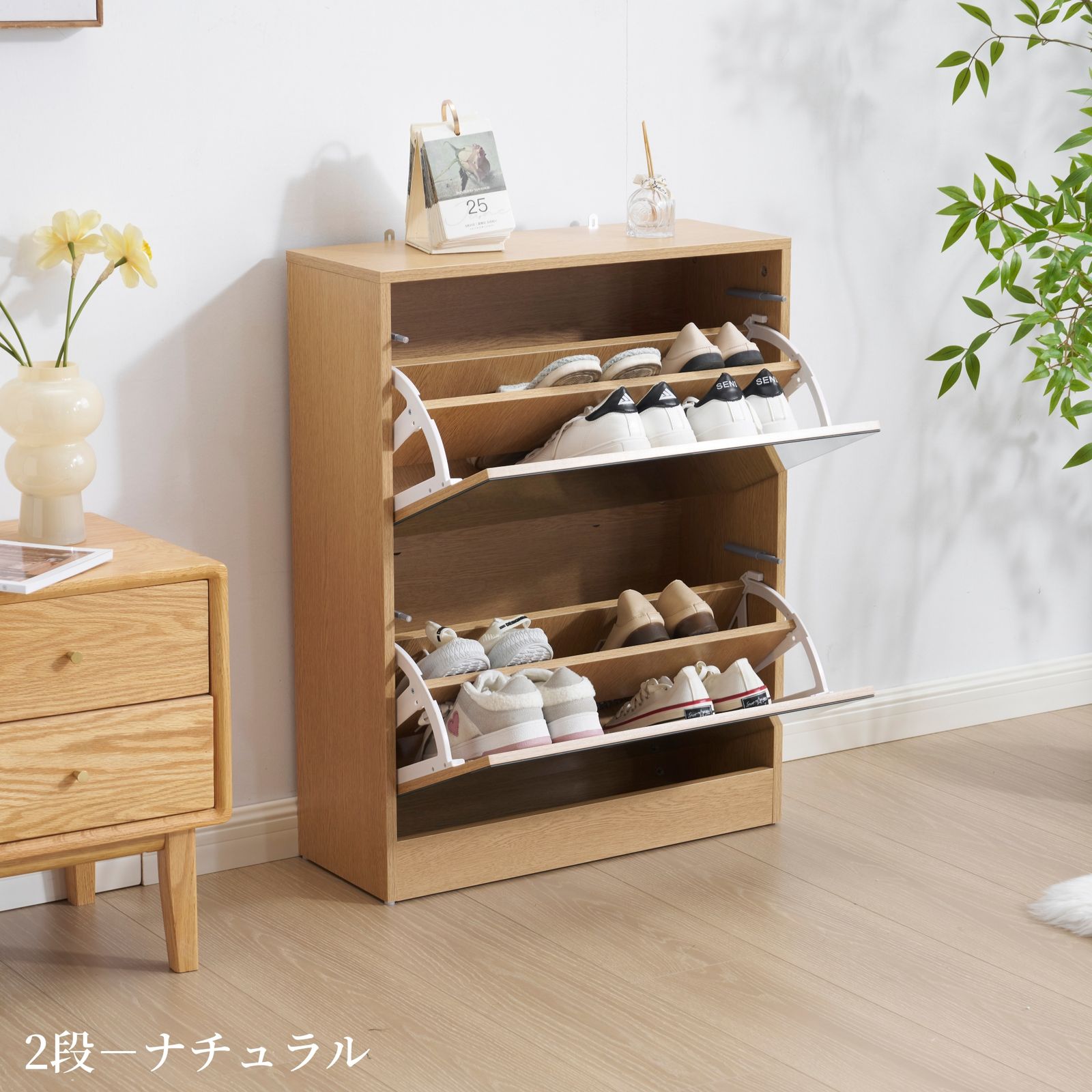 数量限定セール」【鏡タイプ】下駄箱3段 シューズラック 玄関収納