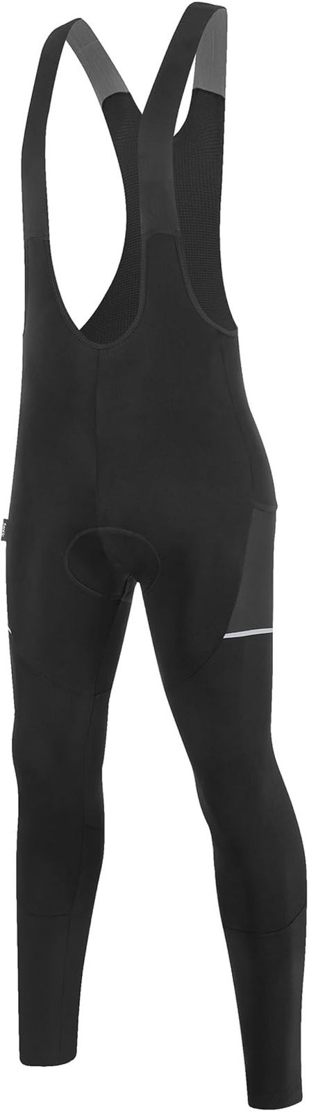 Santic サンティック メンズ サイクルビブパンツ ビブタイツ 裏起毛 秋冬 防寒 サイクリング ロードバイク 自転車 サイクルウエア 6～16度対応 ブラック S