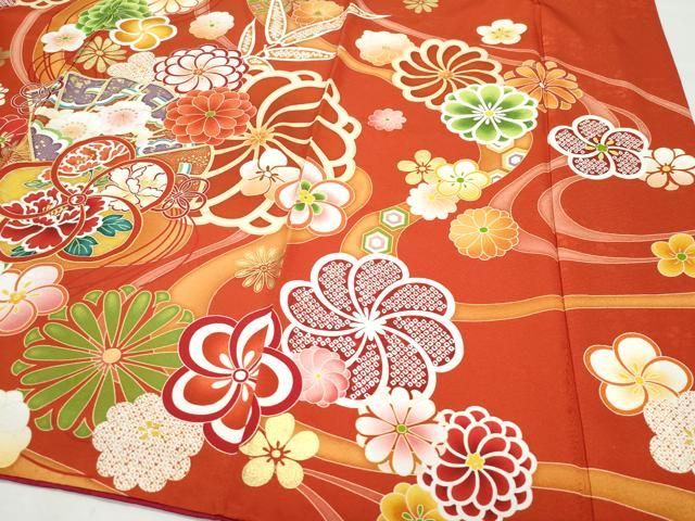 平和屋着物○豪華振袖 駒刺繍 檜扇花文 金彩 正絹 逸品 CAAW3926vf