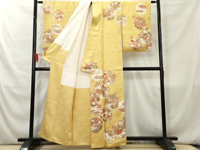 平和屋着物○訪問着 雪輪兎花文 金彩 ロング丈 正絹 逸品 AAAT2233ck