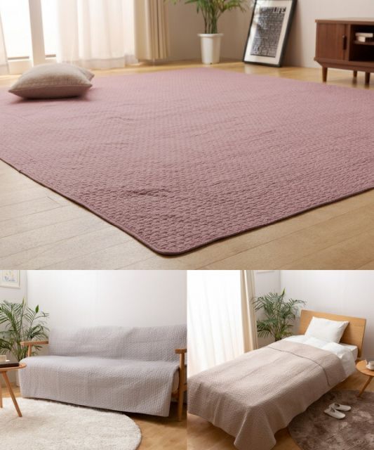 超激安セール 開催中です！ マルチカバー ラグ L 200×250cm ベージュ CLOUD柄 洗える 綿100％ オールシーズン mofua モフア イブル 〔リビング〕 代引不可 期間限定SALE実施中。